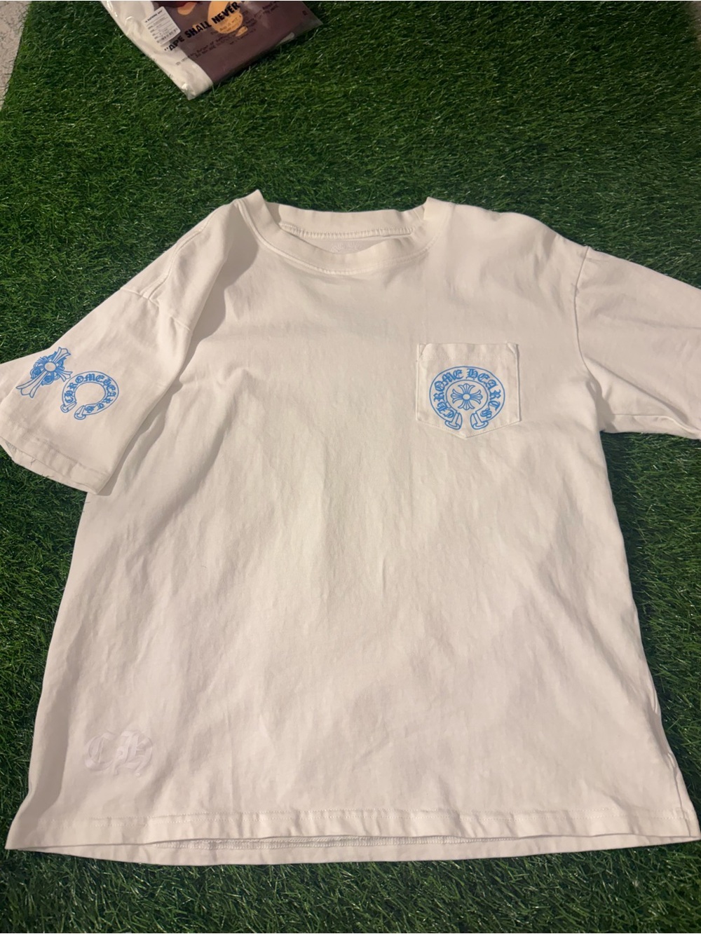 White and blue chrome hearts shirt